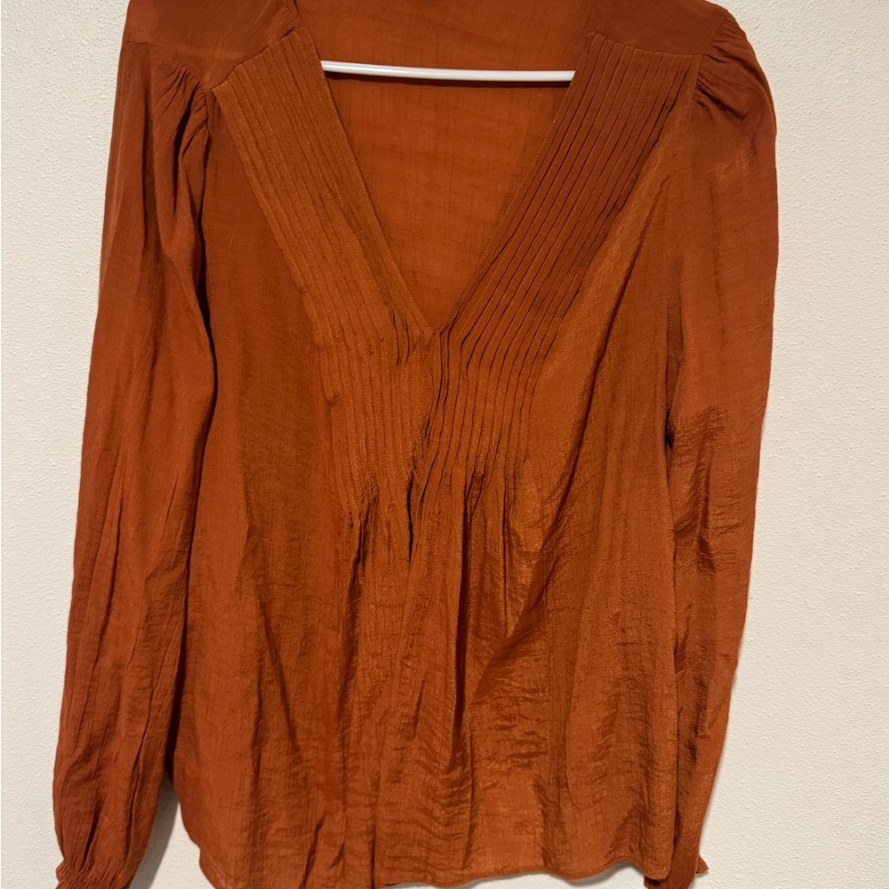 Nanette Lepore Terracotta V-Neck Blouse